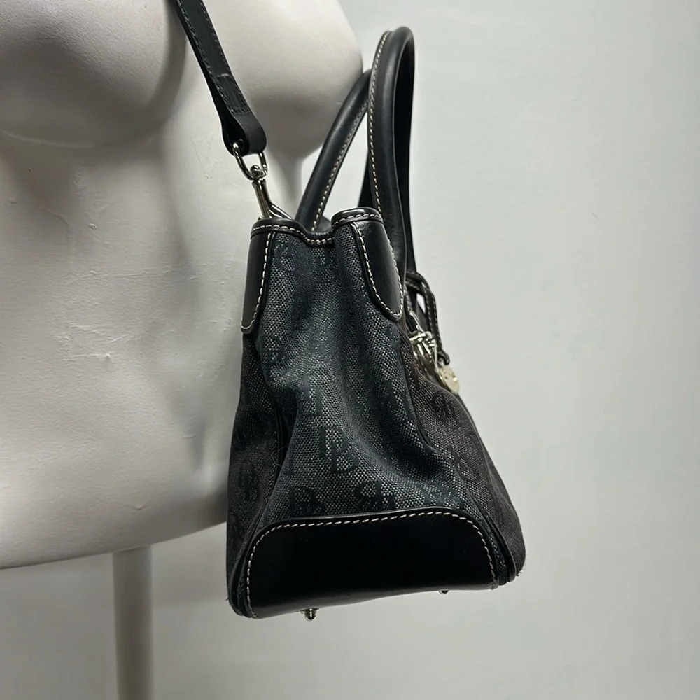 Dooney & Bourke Signature Jacquard Canvas Satchel Bag Crossbody Shoulder Strap - Picture 5 of 13